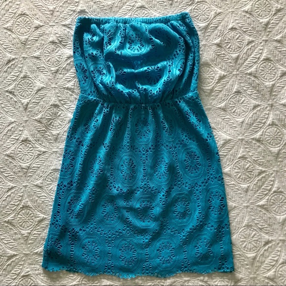 Lilly Pulitzer Emmett Blue Strapless Mini Maxi Dress EUC Size M - Picture 1 of 16